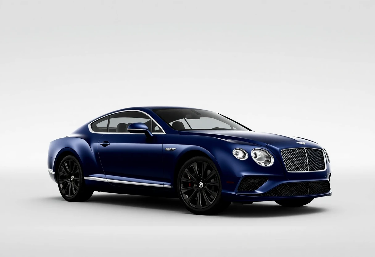 Bentley Continental GT, coupé de luxe bleu nuit, vue de face